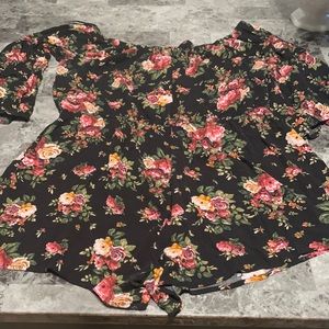 Plus size off the shoulder floral romper shorts